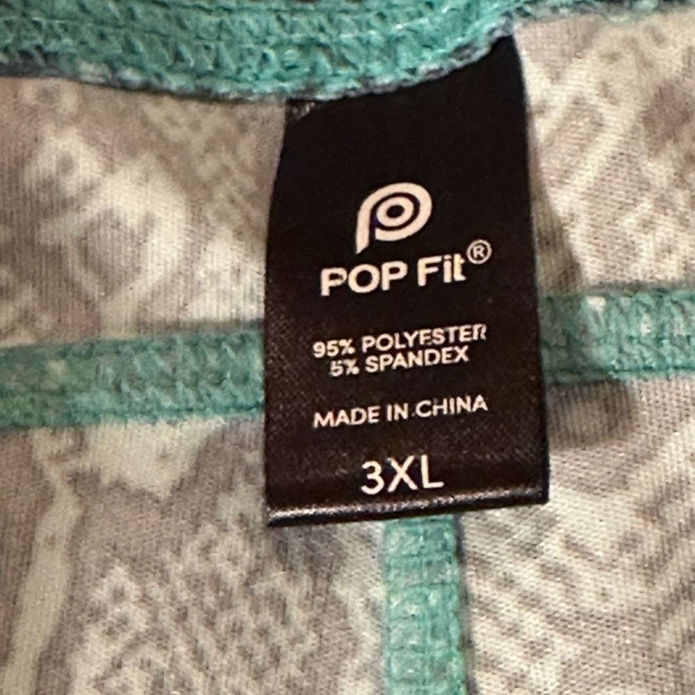 3X POP Fit Women's Green Grey Snakeskin Print Athletic Leggings with Pockets - Picture 3 of 12